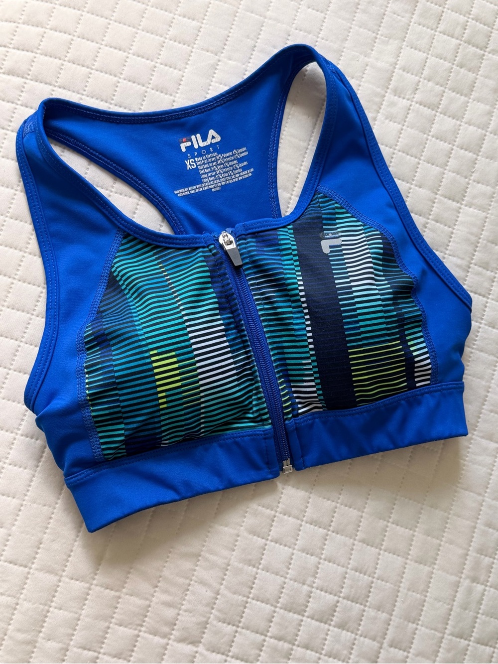 Fila Blue Front-Zip Racerback Sport Bra